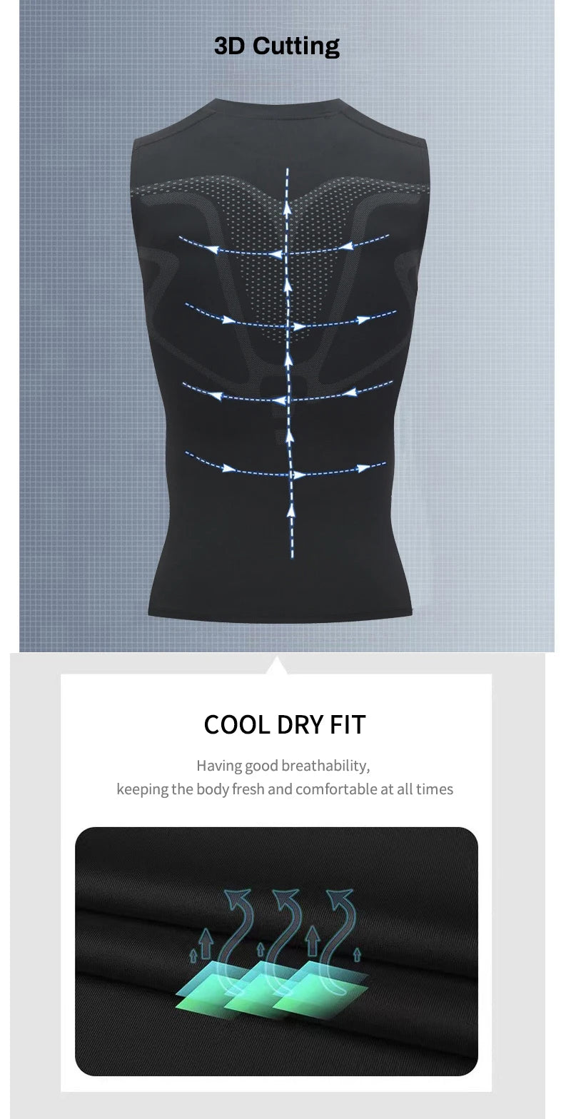 Débardeur de compression pour homme – Haut de sport sans manches à séchage rapide avec motif – Idéal pour le fitness, la musculation et l'entraînement