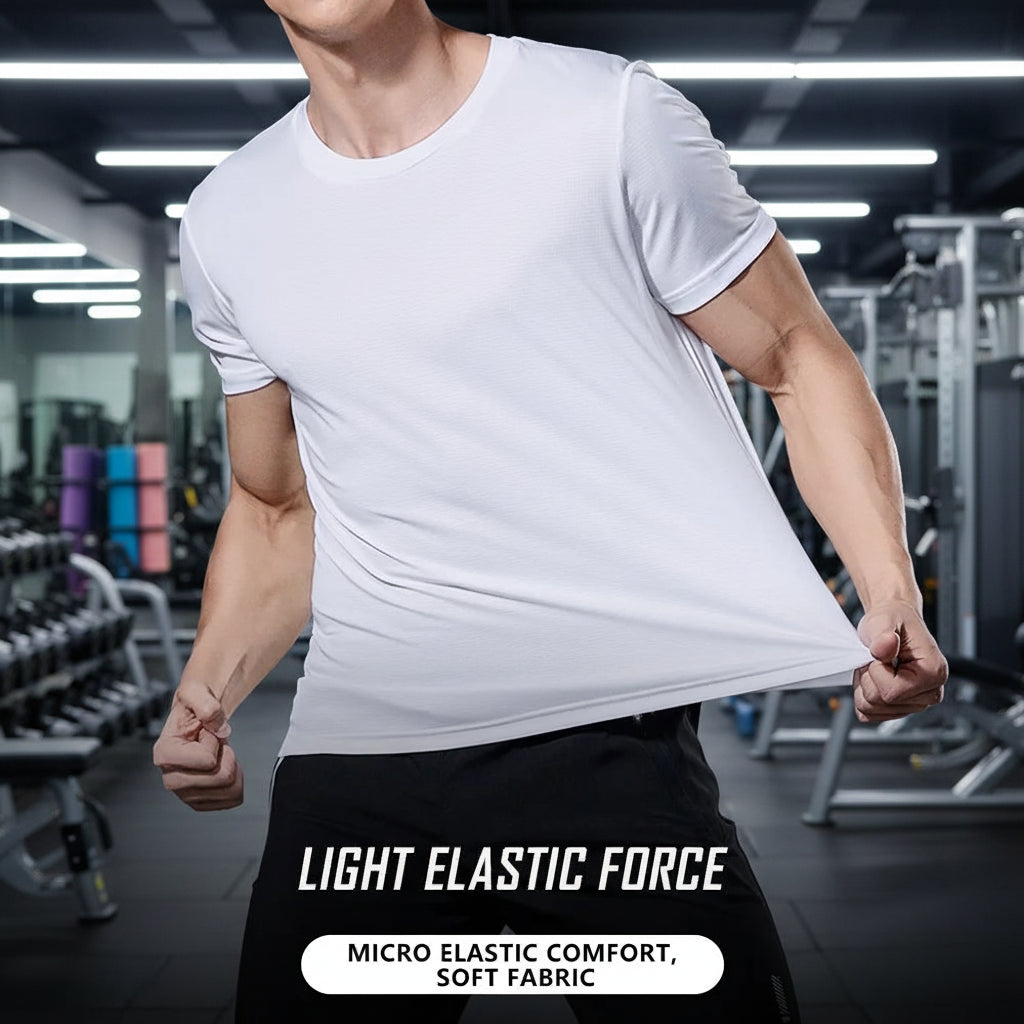 T-shirt de Sport pour homme à manches courtes et col rond – Respirant, léger et à séchage rapide – Idéal pour la musculation, la course et l'entraînement