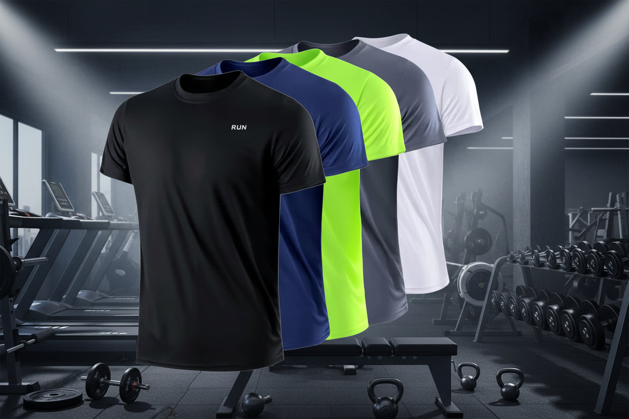 T-shirt de Sport pour homme à manches courtes et col rond – Respirant, léger et à séchage rapide – Idéal pour la musculation, la course et l'entraînement