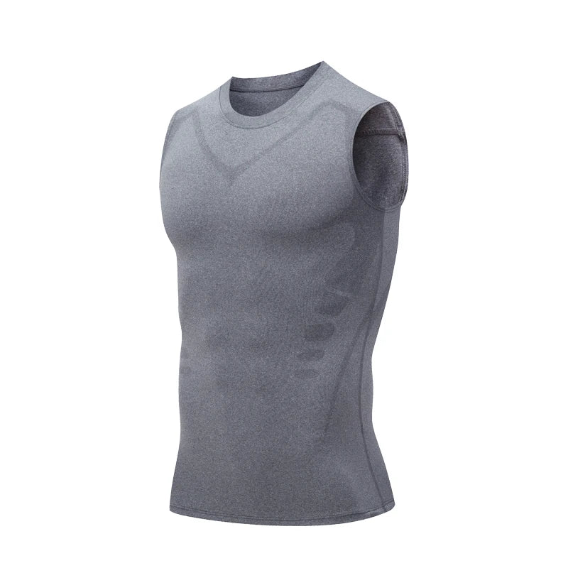 Débardeur de compression pour homme – Haut de sport sans manches à séchage rapide avec motif – Idéal pour le fitness, la musculation et l'entraînement