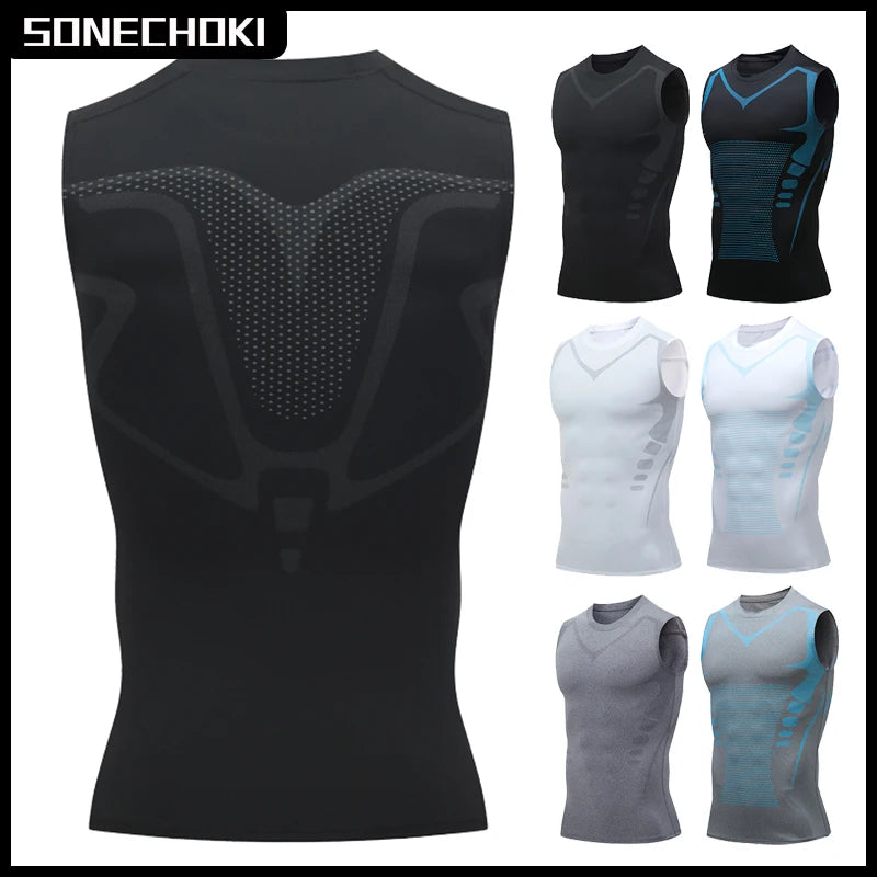 Débardeur de compression pour homme – Haut de sport sans manches à séchage rapide avec motif – Idéal pour le fitness, la musculation et l'entraînement