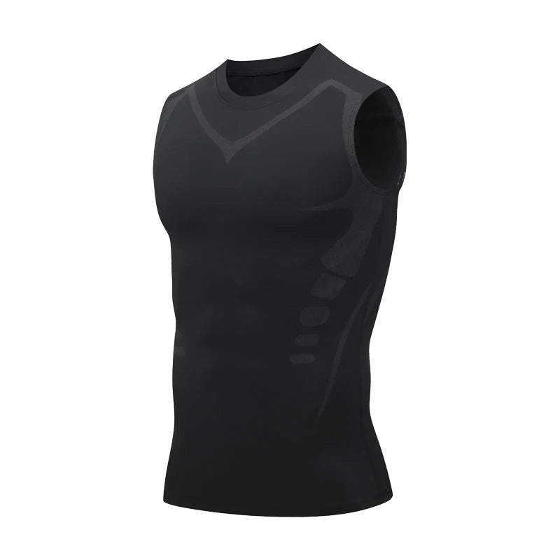Débardeur de compression pour homme – Haut de sport sans manches à séchage rapide avec motif – Idéal pour le fitness, la musculation et l'entraînement
