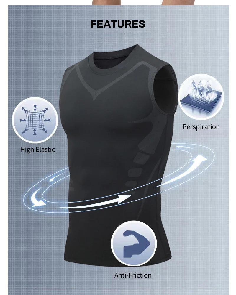 Débardeur de compression pour homme – Haut de sport sans manches à séchage rapide avec motif – Idéal pour le fitness, la musculation et l'entraînement