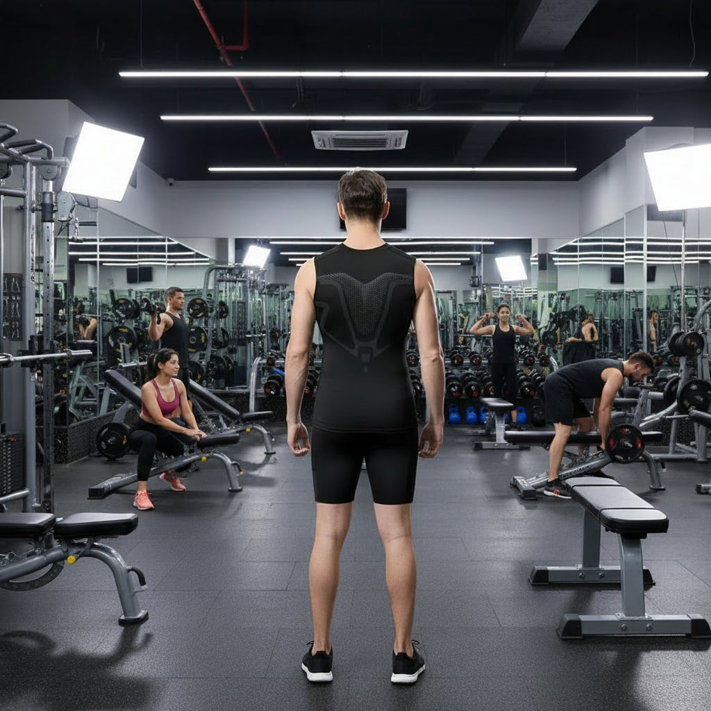 Débardeur de compression pour homme – Haut de sport sans manches à séchage rapide avec motif – Idéal pour le fitness, la musculation et l'entraînement